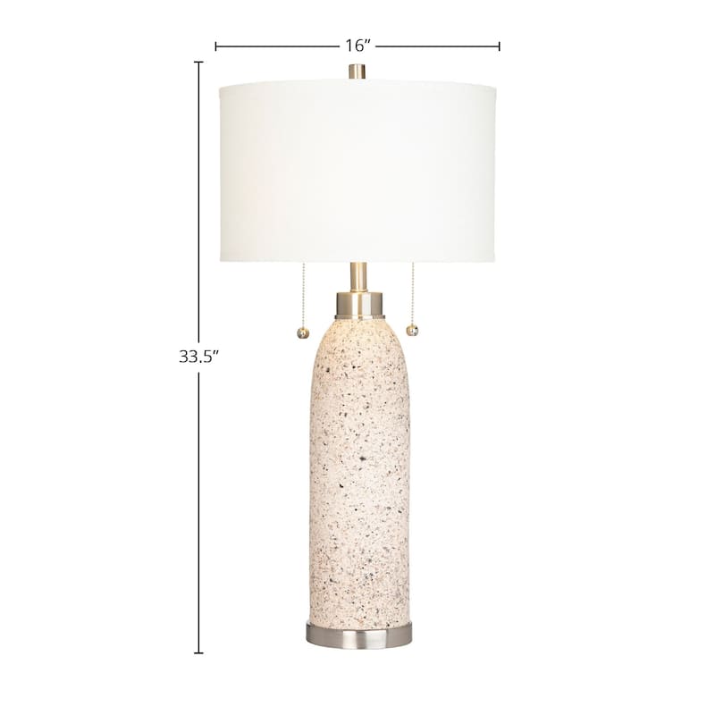 Tristan 34" Twin Pull Chain Table Lamp with Drum Shade, Beige Set of